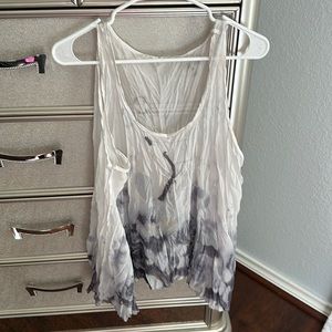 One size loose flowy watercolor floral semi-sheer top